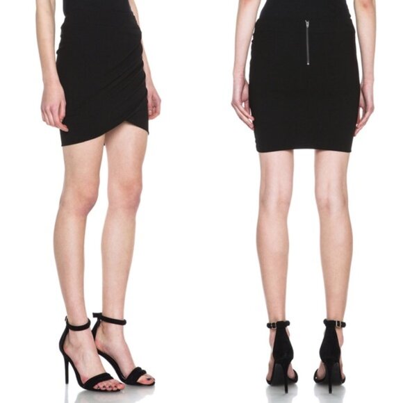 Helmut Lang Women's Crepe Twist Mini Poly Skirt - Black - Medium - D10HW308 - Picture 1 of 9